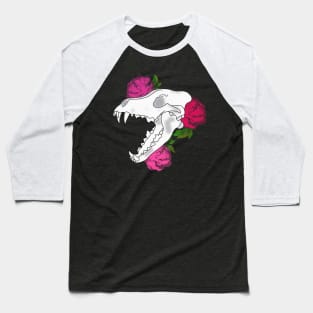 Floral Wolf Skull Baseball T-Shirt